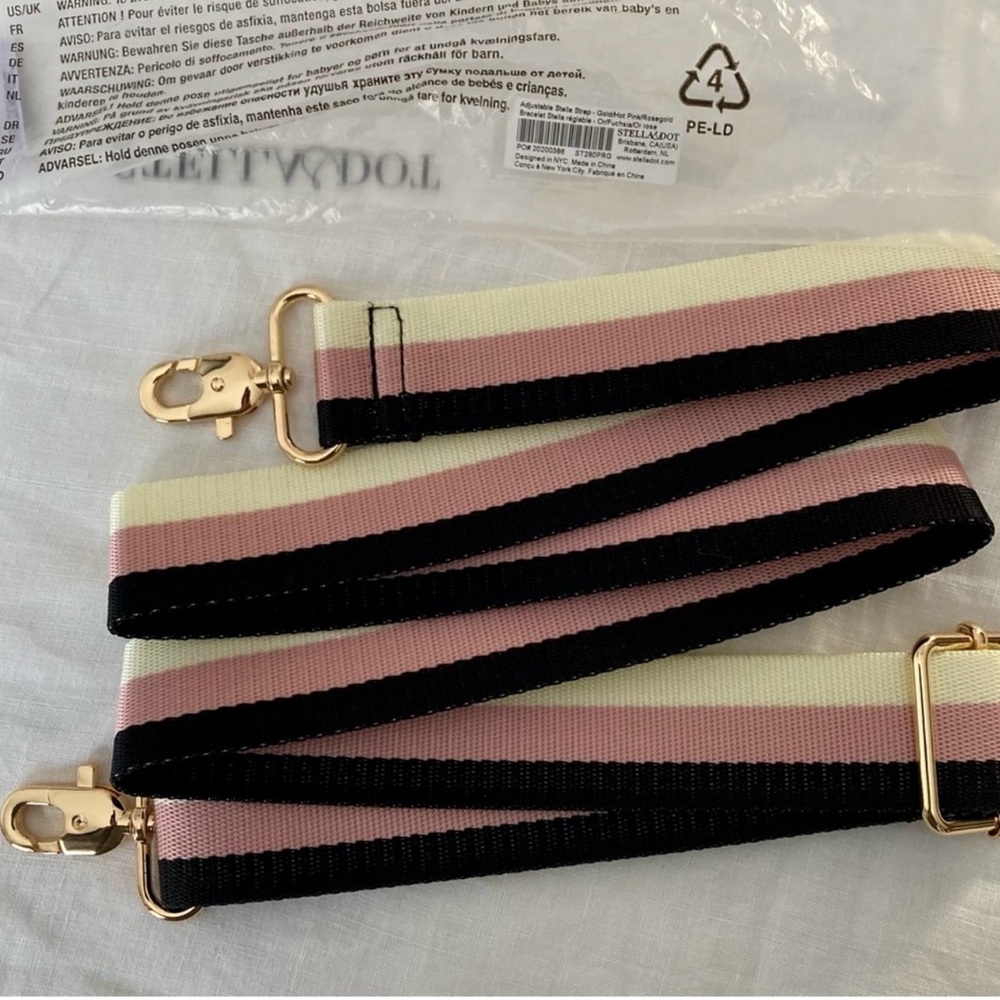 Stella & Dot Pink, Cream, and Black Crossbody Bag Strap